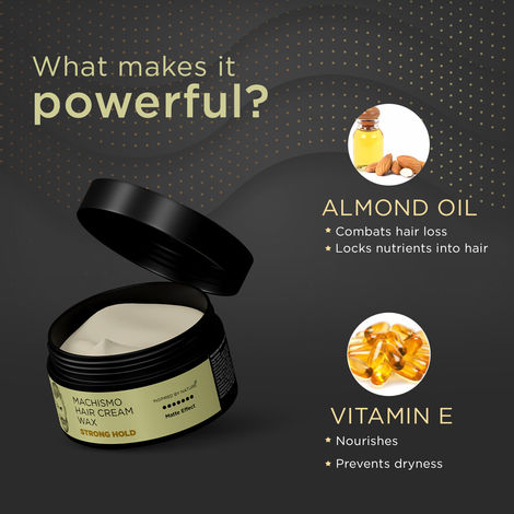 The Man Company Machismo hair cream Wax Stronghold Hair Wax for Men | Up-to 12 Hours Strong Hold | Enriched with Vitamin E & Almond Oil