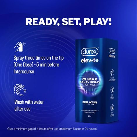Durex Elevate Climax Delay Spray For Men, With Dual Active Formula