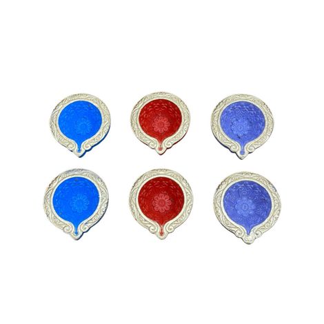 Multicolor Rippled Diya | Pack Of 6 | Designer Clay Diya | DiaCraft
