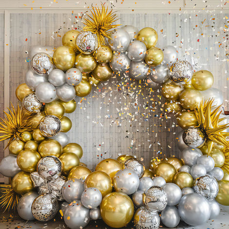 Gold Silver Balloons | Birthday Decoration Party Pack | Pack of 25 | Propcon