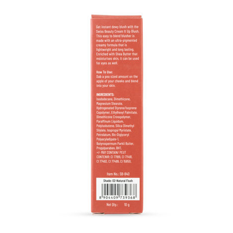 Swiss Beauty Cream It Up Blusher With Shea Butter - 2 Natural Flush