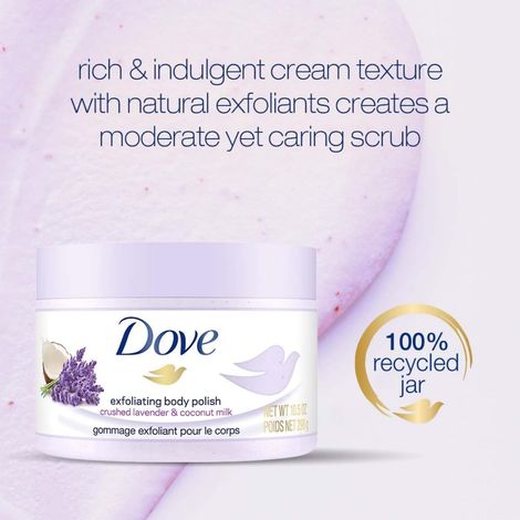 Dove Exfoliating Body Polish Scrub Crushed Lavender & Coconut Milk For Dry Skin