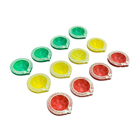 Multicolor Ember Diya | Pack Of 12 | Designer Clay Diya | DiaCraft