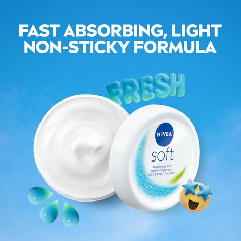 NIVEA Soft Light Moisturizer for Face, Hand & Body, Non-Greasy Cream for Instant Hydration