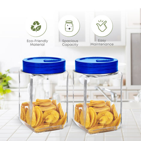 Yera Everyday Storage Jars Square 1100 ml (Each) Set Of 2 pcs