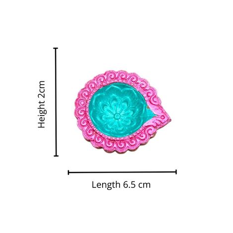 Multicolor Diya | Pack Of 12 | Designer Clay Diya | DiaCraft