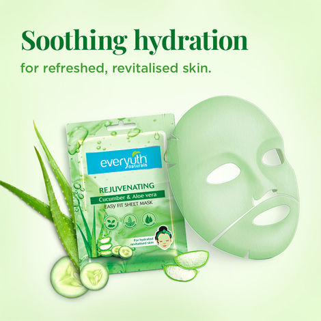 Everyuth Naturals Rejuvenating Cucumber | Aloe Vera Easy Fit Sheet Mask