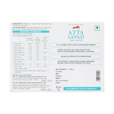 Daadis Atta Goond Laddu Pure Ghee