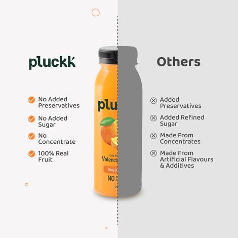 Pluckk Cold-Pressed Valencia Orange Fruit Juice | No Added Sugar | No Preservatives | Rich in Vitamin C