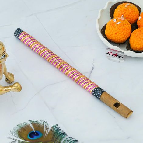 Decorative Krishna Flute for Kids | Basuri Flute Musical Instrument | 9 Inch | Krishna Janmastami Special (Ecraftindia)