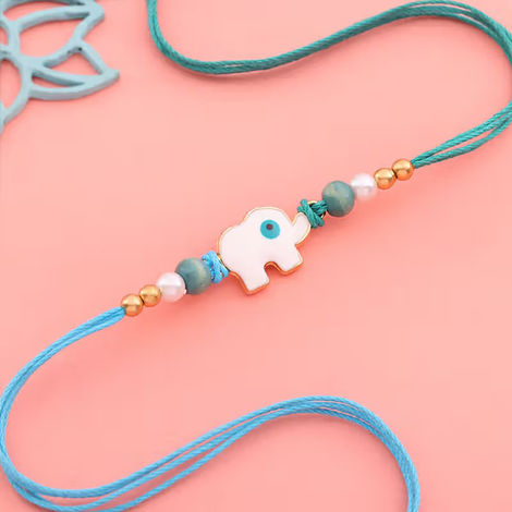 Kids White Elephant Rakhi (Floweraura)