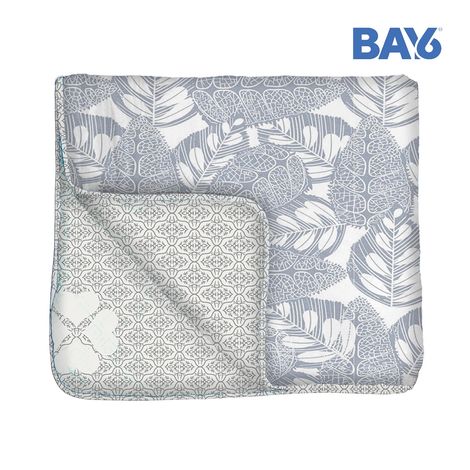 BAY6 Microfibre Leaf Print Single Bed Dohar - Grey & White | 150 x 220 cm