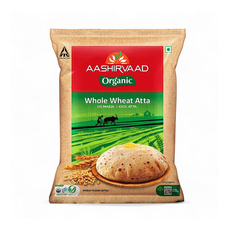 Aashirvaad Organic 100% Organic Whole Wheat Atta, 0% Maida