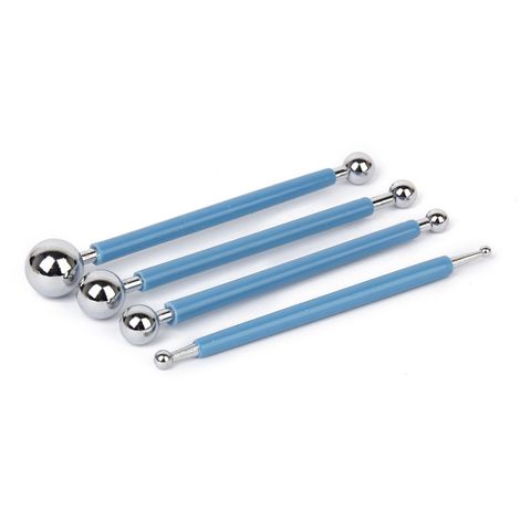 Chrome 4 Pcs Ball Tools Set for Clay Modeling, Dotting, Sculpting & Sugar Paste Cake Art