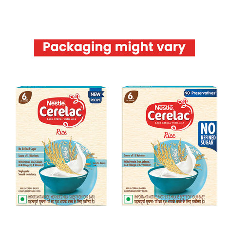 Nestle CERELAC Rice Baby Food Cereal, No Refined Sugar & No Preservatives, 6 to 24 Months