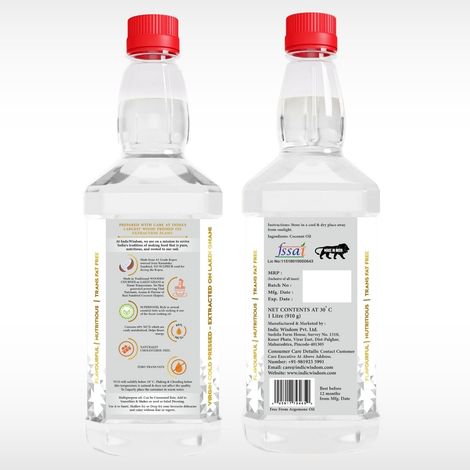 Indic Wisdom Virgin Coconut Wood Pressed Oil (Nariyal Oil) | Cold Pressed - Extracted on Wooden Churner