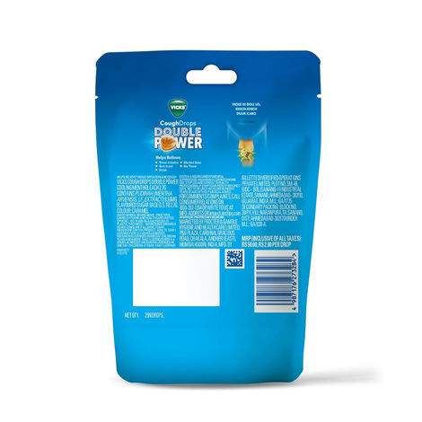 Vicks Cough Drops Double Power (Menthol). Bigger Drop With 2X Ayurvedic Mix, 25 Lozenges