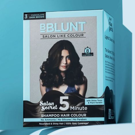 BBlunt 5 Minute Shampoo Hair Colour For 100% Grey Coverage - Chocolate Dark Brown