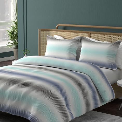 Boutique Living Urban Geos 100% Cotton 220 TC Blue King Bedsheet with 2 Pillow Covers