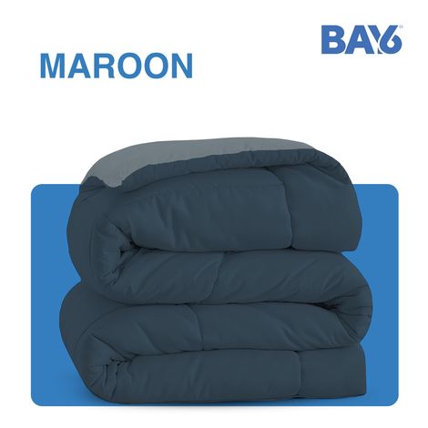 BAY6 Microfibre Solid Colour Double Bed Comforter | 2.10 x 2.20 m - Blue