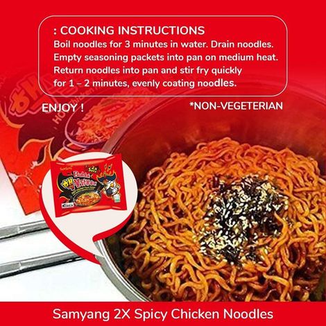 Samyang Korean 2x Spicy Hot Chicken Ramen Non Veg Combo