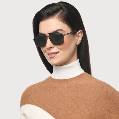 John Jacobs By Lenskart Unisex Geometric Stainless Steel Sunglasses | Green - L