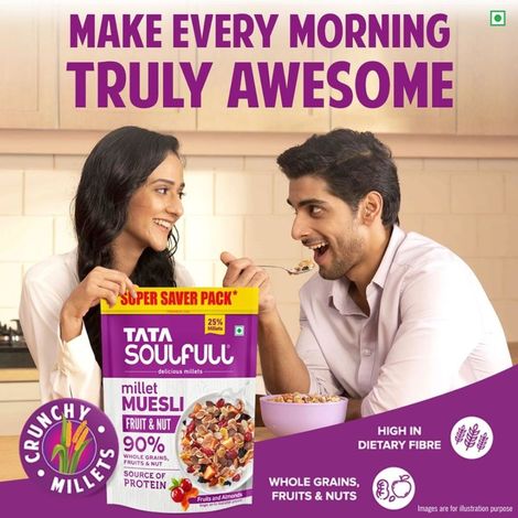 Tata Soulfull Millet Muesli with 90% Fruits, Nut & Wholegrains, Breakfast Cereal