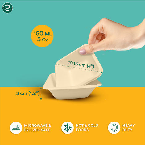 Eco Soul 150 ml Square | 25 Count | Disposable Bowl