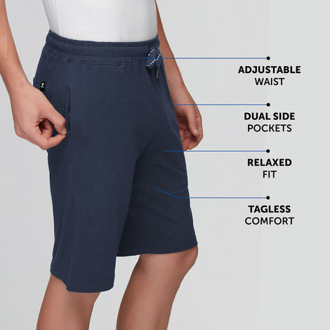 XYXX Ace Cotton Modal solid Shorts | 2 Side Pocket with zip | Dress Blue- S