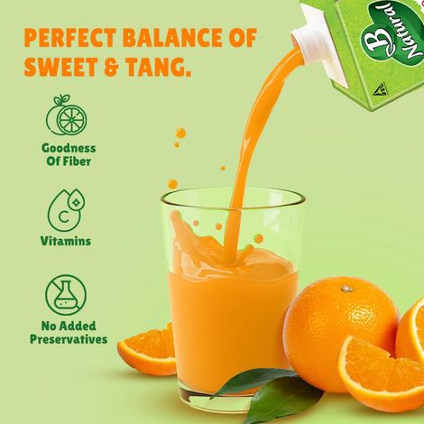 B Natural Orange Juice, 100% Pulp, No Concentrate