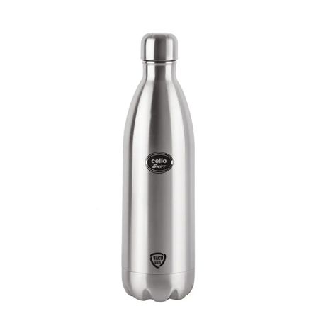 Cello Swift Thermosteel Bottle 1000ml | Silver | Double Wall Vacuum Flask | Keeps Drinks Hot/Cold 24H