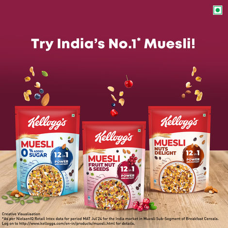 Kellogg's Muesli 0% Added Sugar | 12-in-1 Power Breakfast | India's No. 1 Muesli