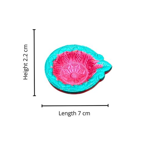 Multicolour Leaf Shaped Diya | Designer Clay Diya | Pack Of 6 | DiaCraft