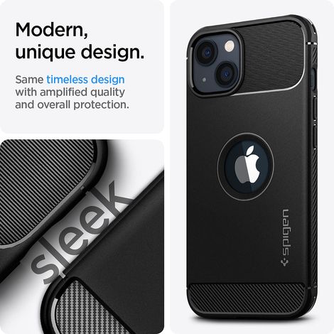 Spigen Rugged Armor Back Cover Case Compatible with iPhone 13 (TPU | Matte Black)