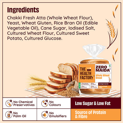 The Health Factory Zero Maida Bread - 100% Whole Wheat