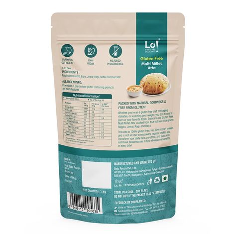 Lo Foods Gluten Free Flour (Jowar Flour, Ragi Flour and Millet atta) - Multigrain Atta