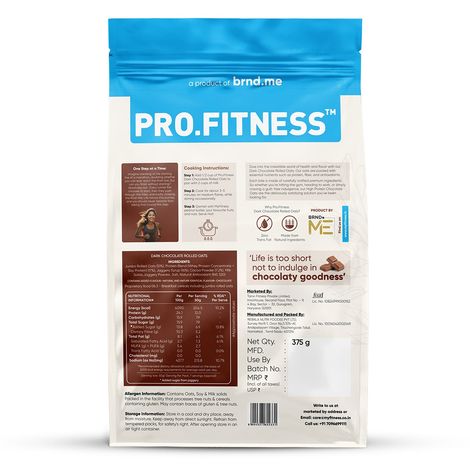 Pro.Fitness 24g High Protein Oats - Dark Chocolate |From makers of MyFitness peanut butter