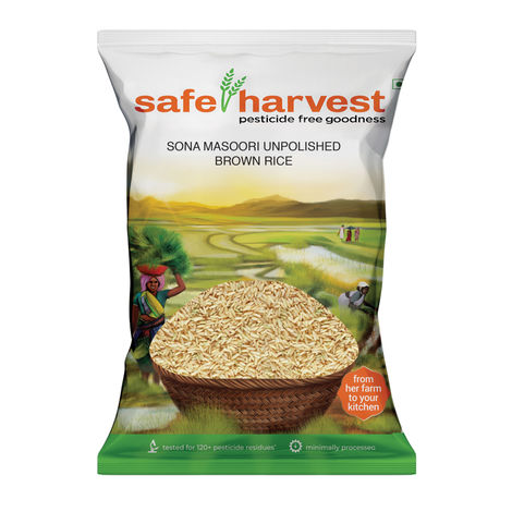 Safe Harvest Pesticide Free Sonamasuri Unpolished Brown Rice | Arsenic Free