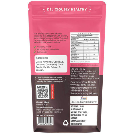 Eat Better Co - Vanilla & Chocolate Ladoos - No Added Sugar - High Protein, 100% Natural