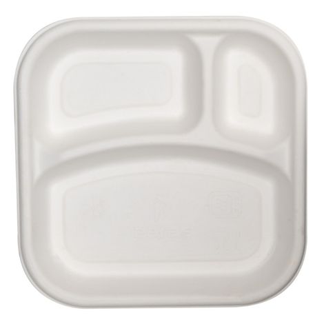 Naturepac Bagasse Plate Square 10 Inch 3cp | 25 Pcs