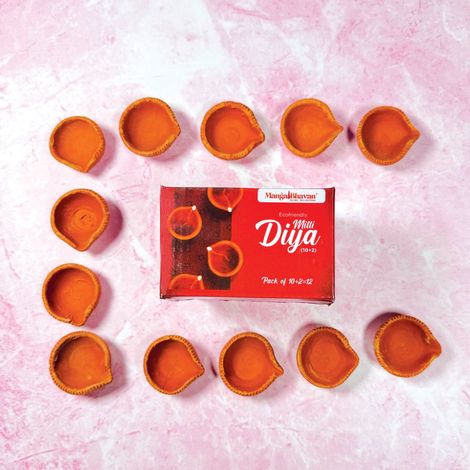 Eco Friendly Mitti Diya | Brown | Clay Diya | Pack Of 12 | Mangal Bhawan