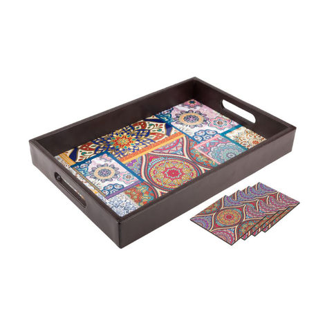 Birch & Co. Serving Tray - Mandala With Four Free Matching Coasters