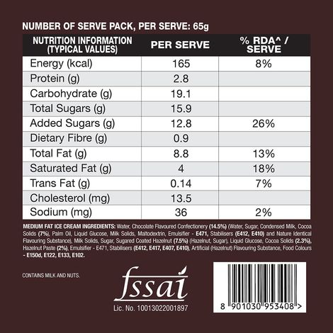 Kwality Wall's Hazelnut Chocolate Ice Cream Tub