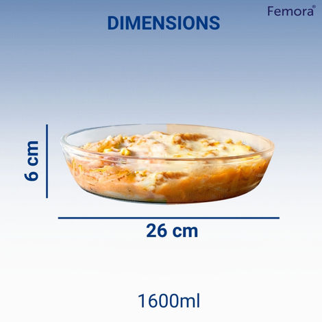 Femora Oval Baking Dish 1.6L Borosilicate Glass Microwave & Oven Safe