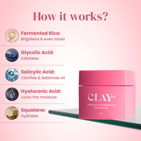 Clayco Detan/Brightening Rice Pack With AHA & BHA For Tan Removal | 50G