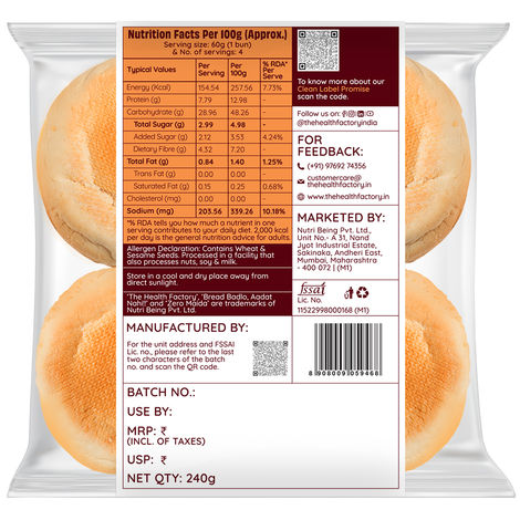 The Health Factory Zero Maida Burger Bun
