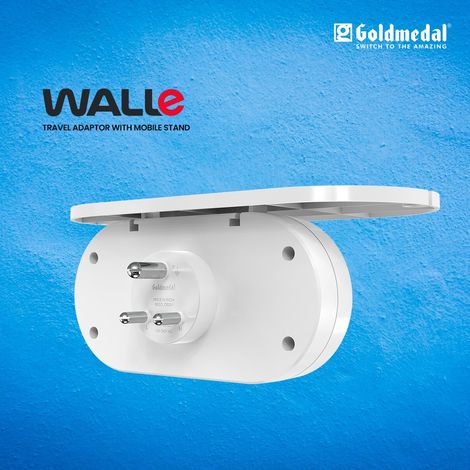 Gold Medal Wall-E-3 Pin Plug Travel Adaptor with Mobile Stand | Universal Sockets | Multiplug for Home & Office Appliances | Supports 2-Pin & 3-Pin Plugs