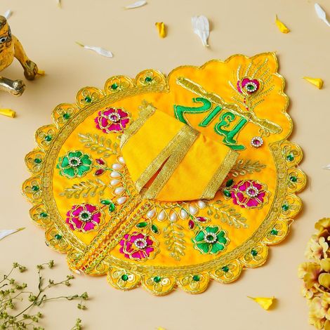 Floral Radhe Decorative Laddu Gopal Dress for Idol (Size 4) Krishna Costume | Krishna Janmastami Special (Ecraftindia)