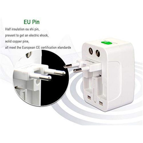 Universal All-In-One Worldwide International USB Travel Adapter - 2 USB Support