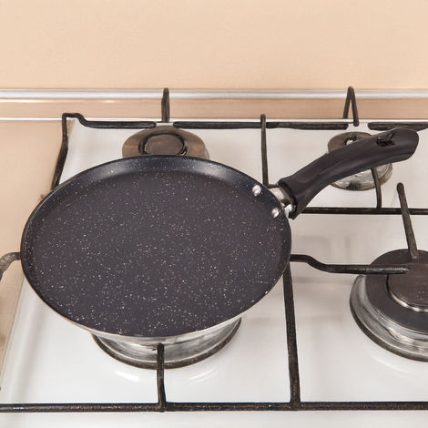 Bombay Kookware Aluminium Non-Stick Dosa Tawa - 24 cm Diameter | Maroon Marble Finish